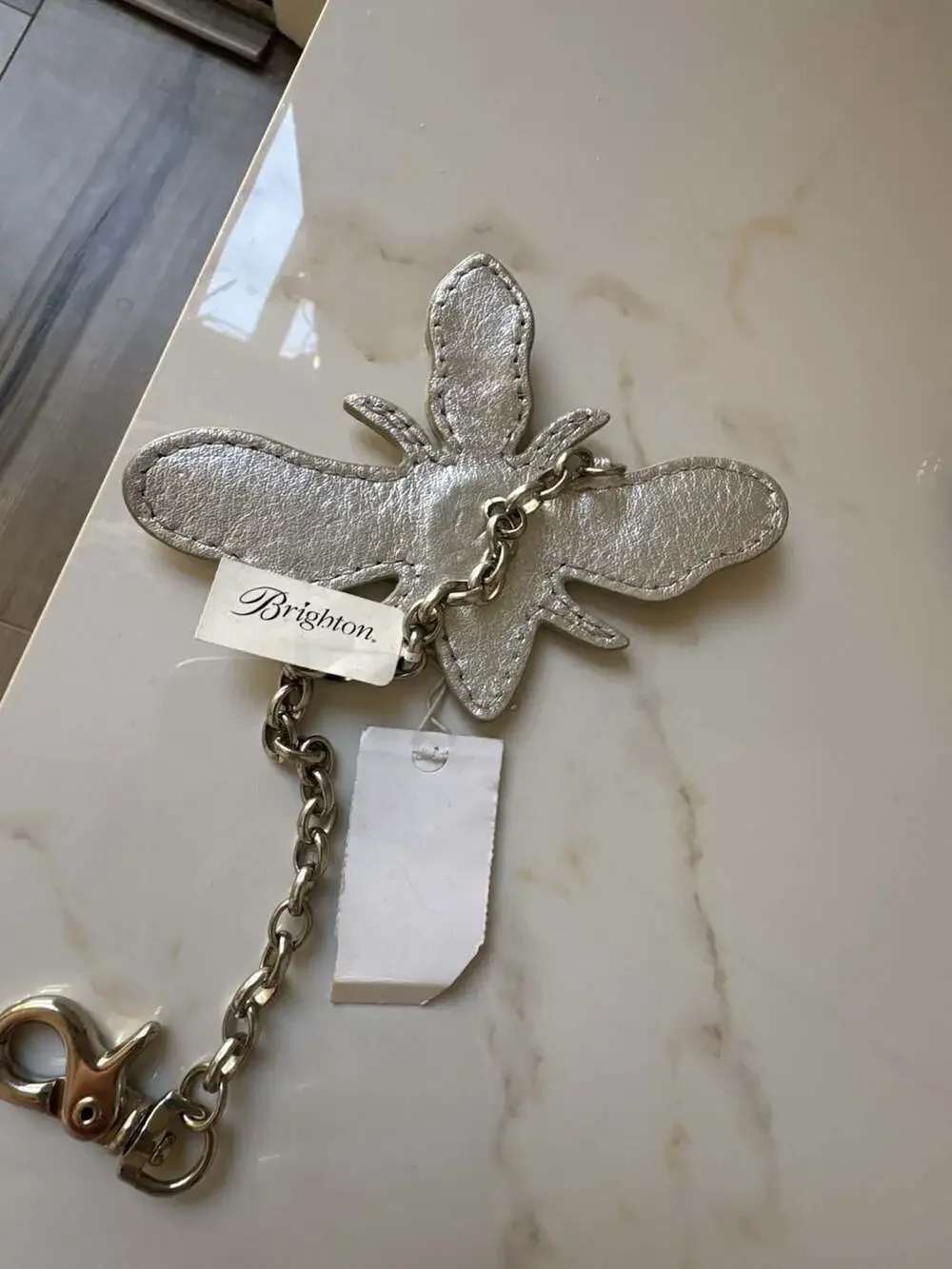 Brighton Silver Glitter Bee Keychain Purse Charm